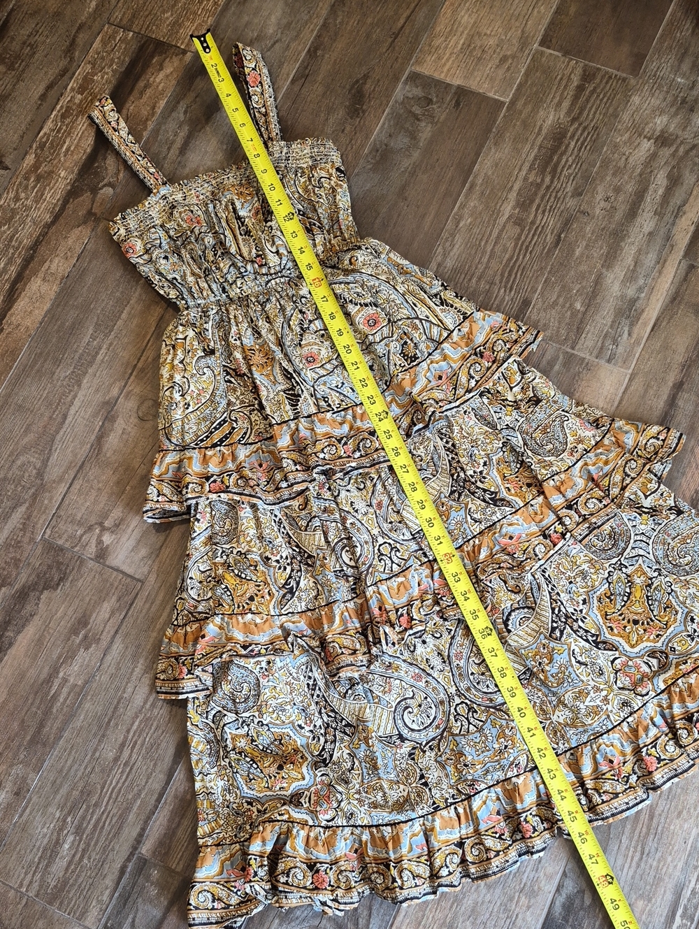 XS-M Cleobella Rosalie Kaleidoscope Abstract Paisley Print Cotton Midi Dress - Picture 5 of 13